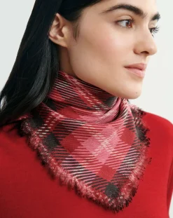 Bompard Echarpes, Foulards-Mini Carré Tartan Cashmere Scarf Rouge