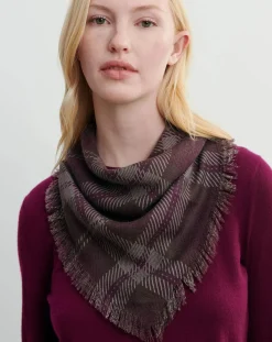 Bompard Echarpes, Foulards-Mini Carré Tartan Cashmere Scarf Mûre