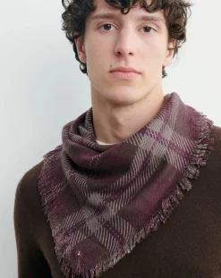 Bompard Echarpes, Foulards-Mini Carré Tartan Cashmere Scarf Mûre