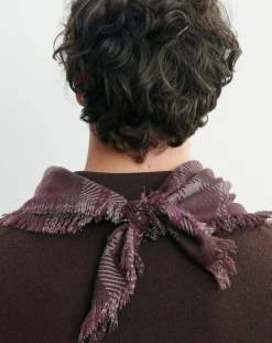 Bompard Echarpes, Foulards-Mini Carré Tartan Cashmere Scarf Mûre