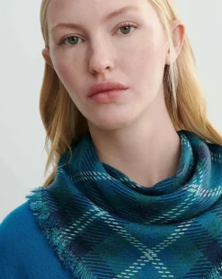 Bompard Echarpes, Foulards-Mini Carré Tartan Cashmere Scarf Vert Cèdre
