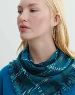Bompard Echarpes, Foulards-Mini Carré Tartan Cashmere Scarf Vert Cèdre