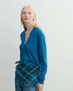 Bompard Echarpes, Foulards-Mini Carré Tartan Cashmere Scarf Vert Cèdre