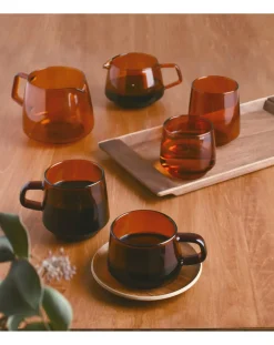 Kinto Tasses, Théières-Mug Sépia en verre Ambre