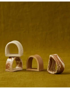 Franca Atelier Linge De Table|Linge De Table, Sets De Table-Napkin Rings - Set of 4 Marbré brun