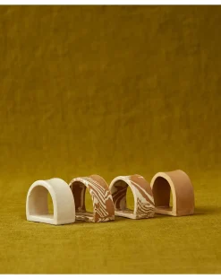 Franca Atelier Linge De Table|Linge De Table, Sets De Table-Napkin Rings - Set of 4 Marbré brun