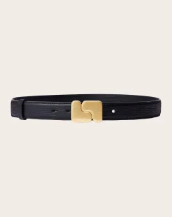 Soeur Ceintures-Ninon Belt Lizard Embossed Leather Noir