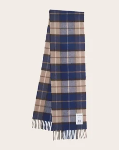 Norse Projects Echarpes, Foulards-Norse Moon scarf Merino wool plaid Bleu