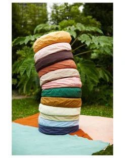 Suite 702 Coussins|Coussins-Organic Cotton Percale Round Cushion Bleu ciel