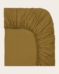 Suite 702 Linge De Lit-Organic Percale Fitted Sheet Khaki