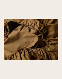 Suite 702 Linge De Lit-Organic Percale Fitted Sheet Khaki