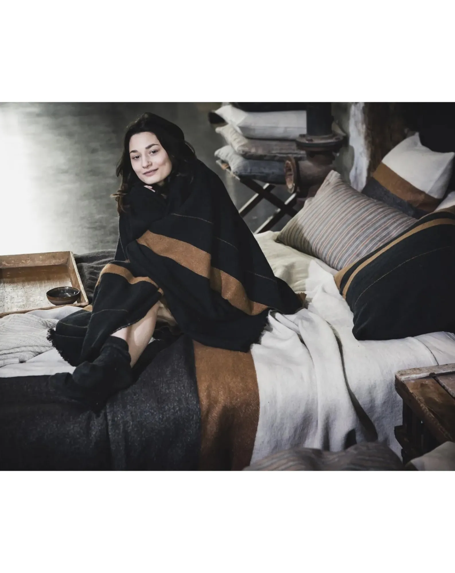 Libeco Plaids, Couvertures-Oscar Throw Noir