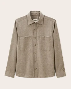 Noyoco Chemises-Ottawa Mushroom Virgin Wool Overshirt Taupe