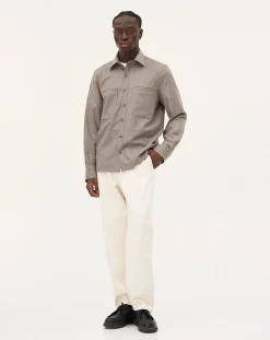 Noyoco Chemises-Ottawa Mushroom Virgin Wool Overshirt Taupe