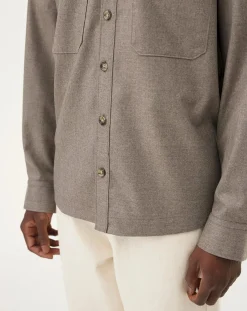 Noyoco Chemises-Ottawa Mushroom Virgin Wool Overshirt Taupe