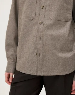 Noyoco Chemises-Ottawa Mushroom Virgin Wool Overshirt Taupe