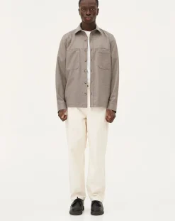 Noyoco Chemises-Ottawa Mushroom Virgin Wool Overshirt Taupe