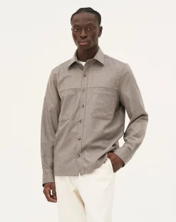 Noyoco Chemises-Ottawa Mushroom Virgin Wool Overshirt Taupe