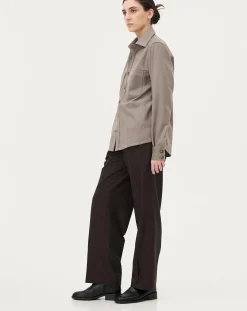 Noyoco Chemises-Ottawa Mushroom Virgin Wool Overshirt Taupe