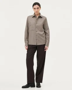 Noyoco Chemises-Ottawa Mushroom Virgin Wool Overshirt Taupe