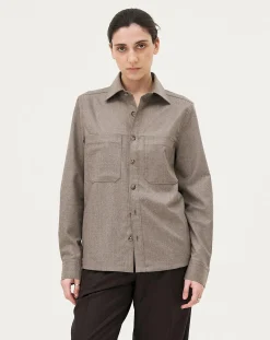 Noyoco Chemises-Ottawa Mushroom Virgin Wool Overshirt Taupe