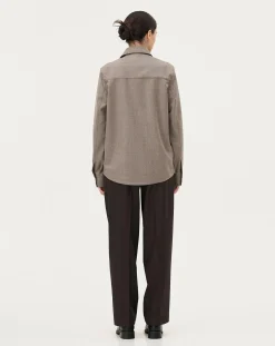 Noyoco Chemises-Ottawa Mushroom Virgin Wool Overshirt Taupe