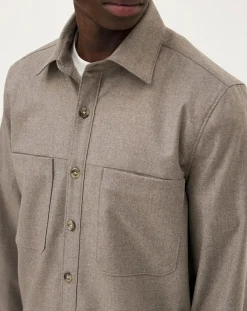 Noyoco Chemises-Ottawa Mushroom Virgin Wool Overshirt Taupe