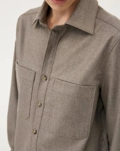 Noyoco Chemises-Ottawa Mushroom Virgin Wool Overshirt Taupe