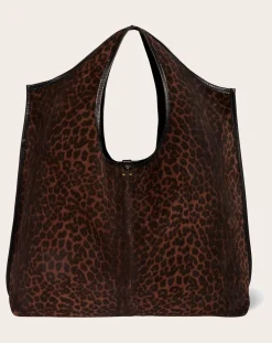 Jérôme Dreyfuss Cabas-Paco Velvet Velvet Leopard Bag Marron