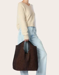 Jérôme Dreyfuss Cabas-Paco Velvet Velvet Leopard Bag Marron