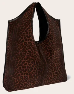 Jérôme Dreyfuss Cabas-Paco Velvet Velvet Leopard Bag Marron