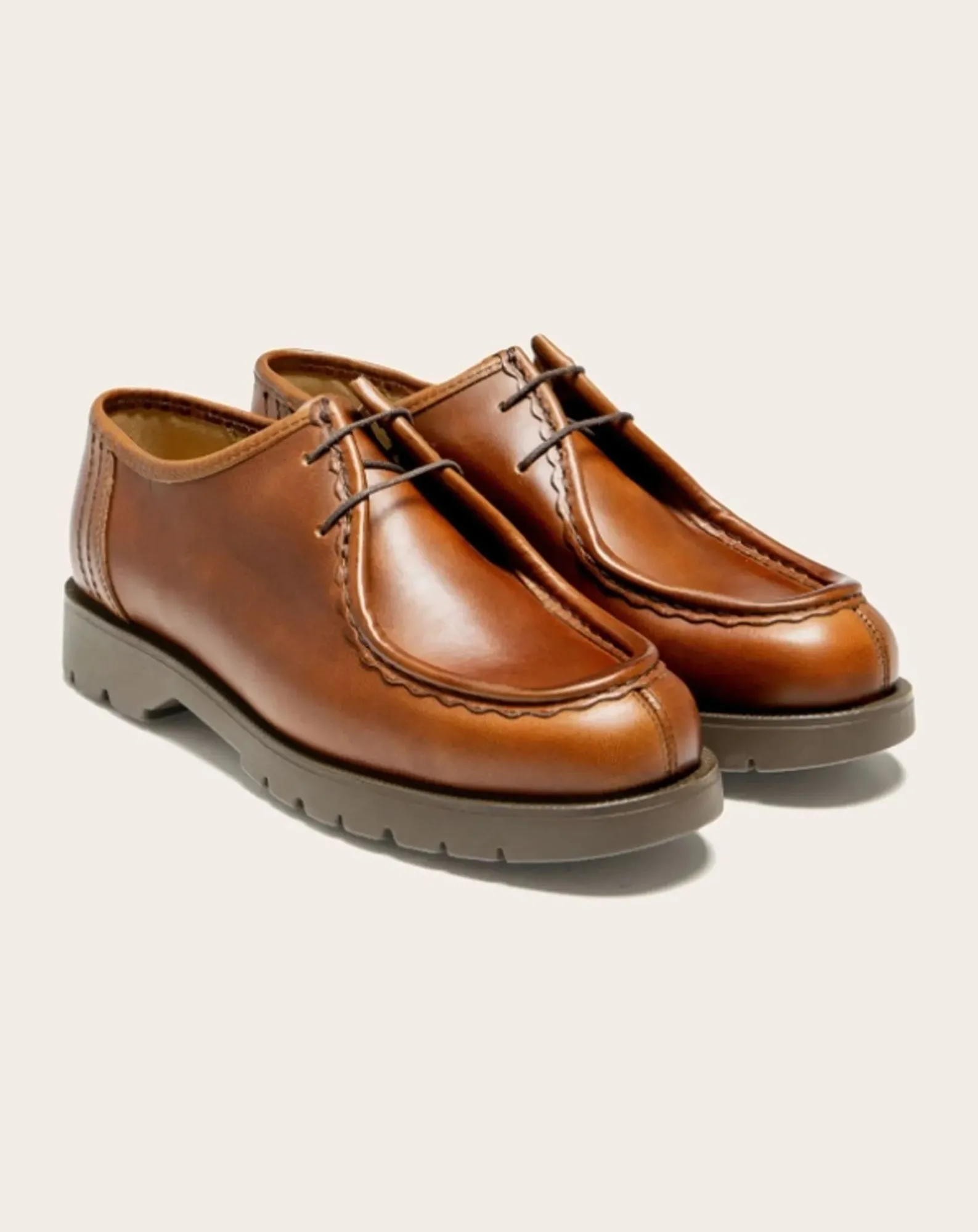 Kleman Derbies, Mocassins-Padror TH Leather Derbies Notched Sole Cognac