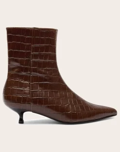 Augusta Boots, Bottes-Paula Crocodile Effect Boots Chocolat