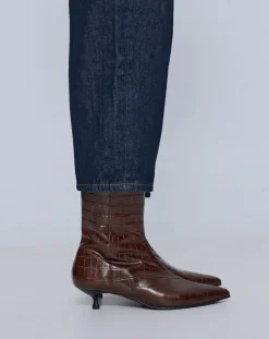 Augusta Boots, Bottes-Paula Crocodile Effect Boots Chocolat