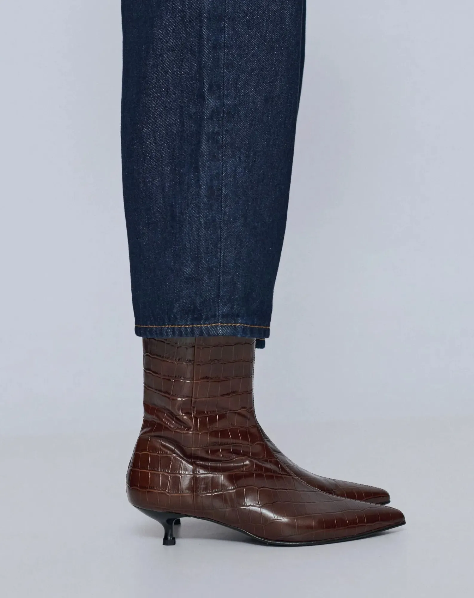 Augusta Boots, Bottes-Paula Crocodile Effect Boots Chocolat