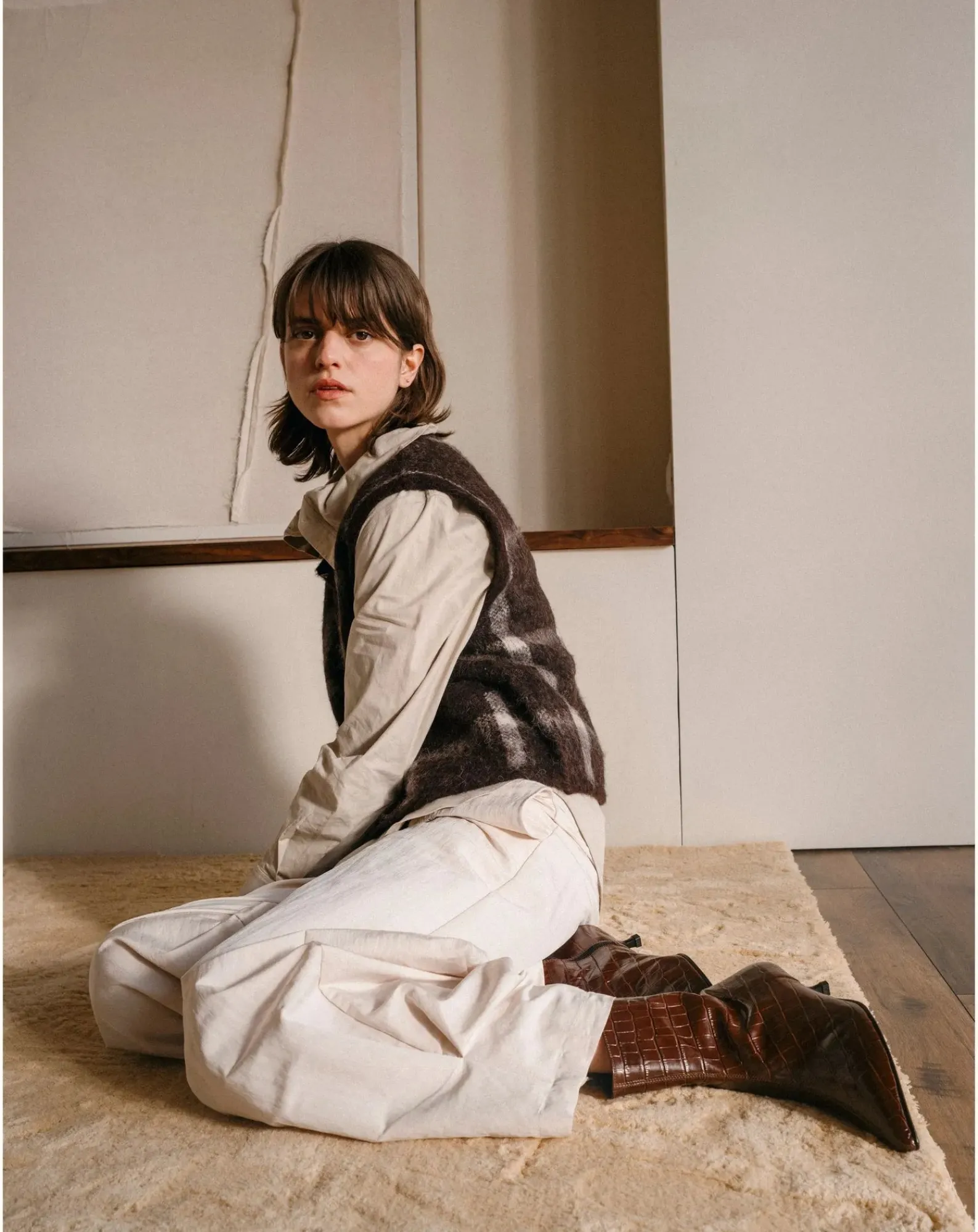 Augusta Boots, Bottes-Paula Crocodile Effect Boots Chocolat