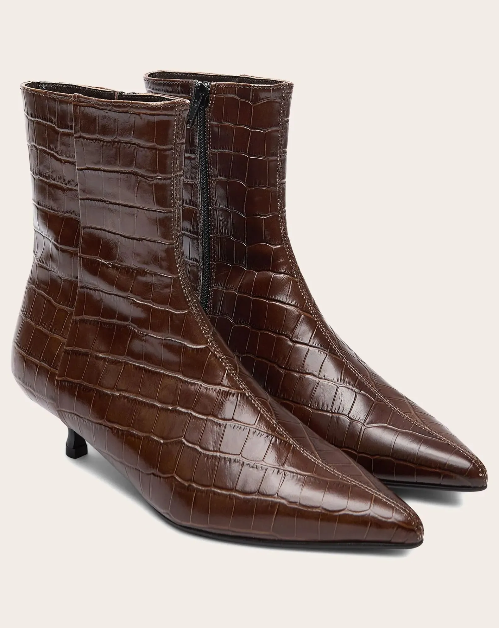 Augusta Boots, Bottes-Paula Crocodile Effect Boots Chocolat