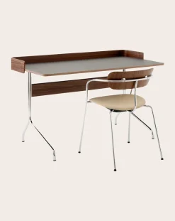 & Tradition Tables, Bureaux-Pavilion AV17 Desk, Chrome Base Noyer