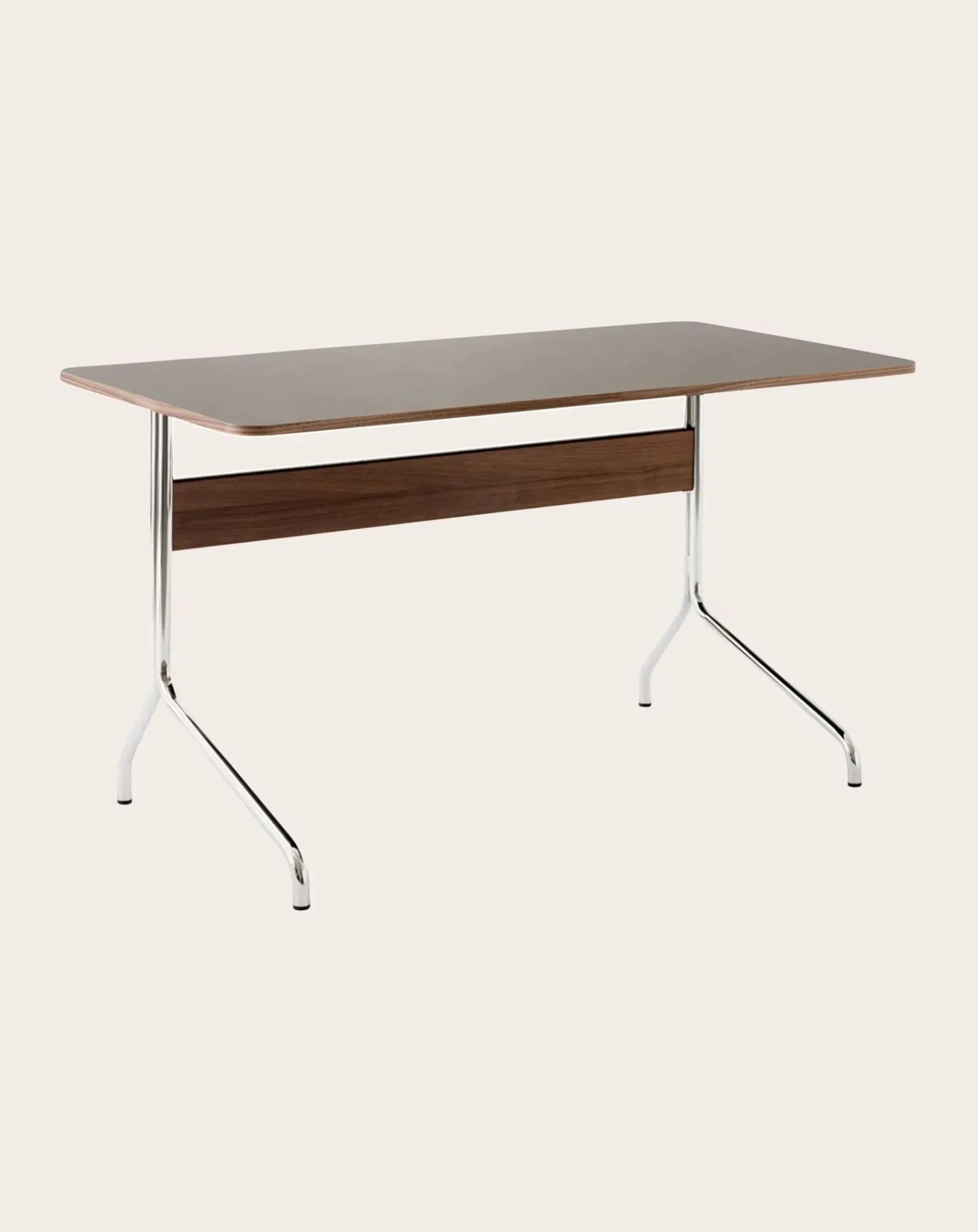 & Tradition Tables, Bureaux-Pavilion AV16 Desk, Chrome Base Noyer