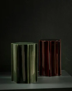 Serax Tables, Bureaux-Pawn stoneware side table, Marie Michielssen Rouge