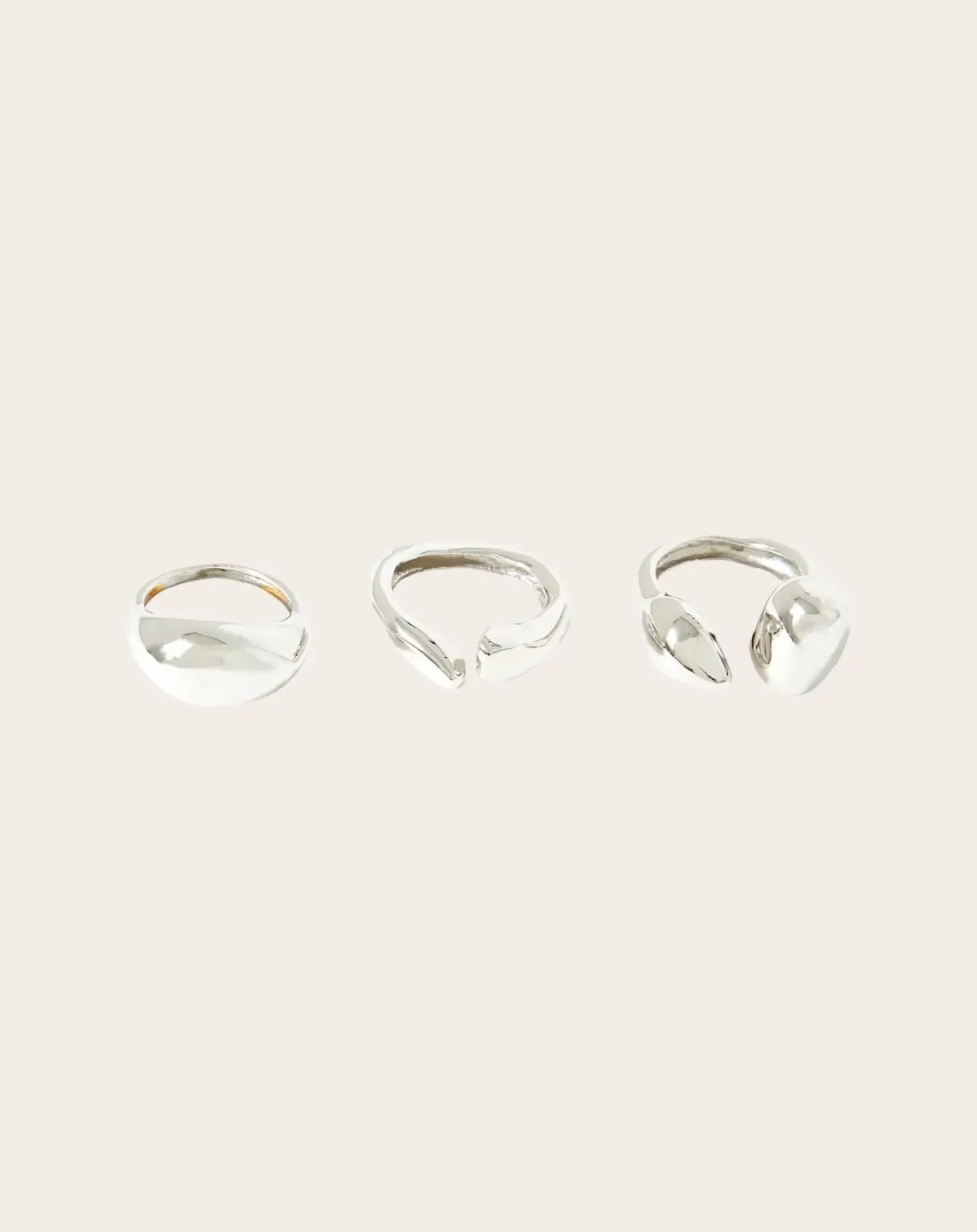 Misho Bagues-Pebble Layering Rings Argenté