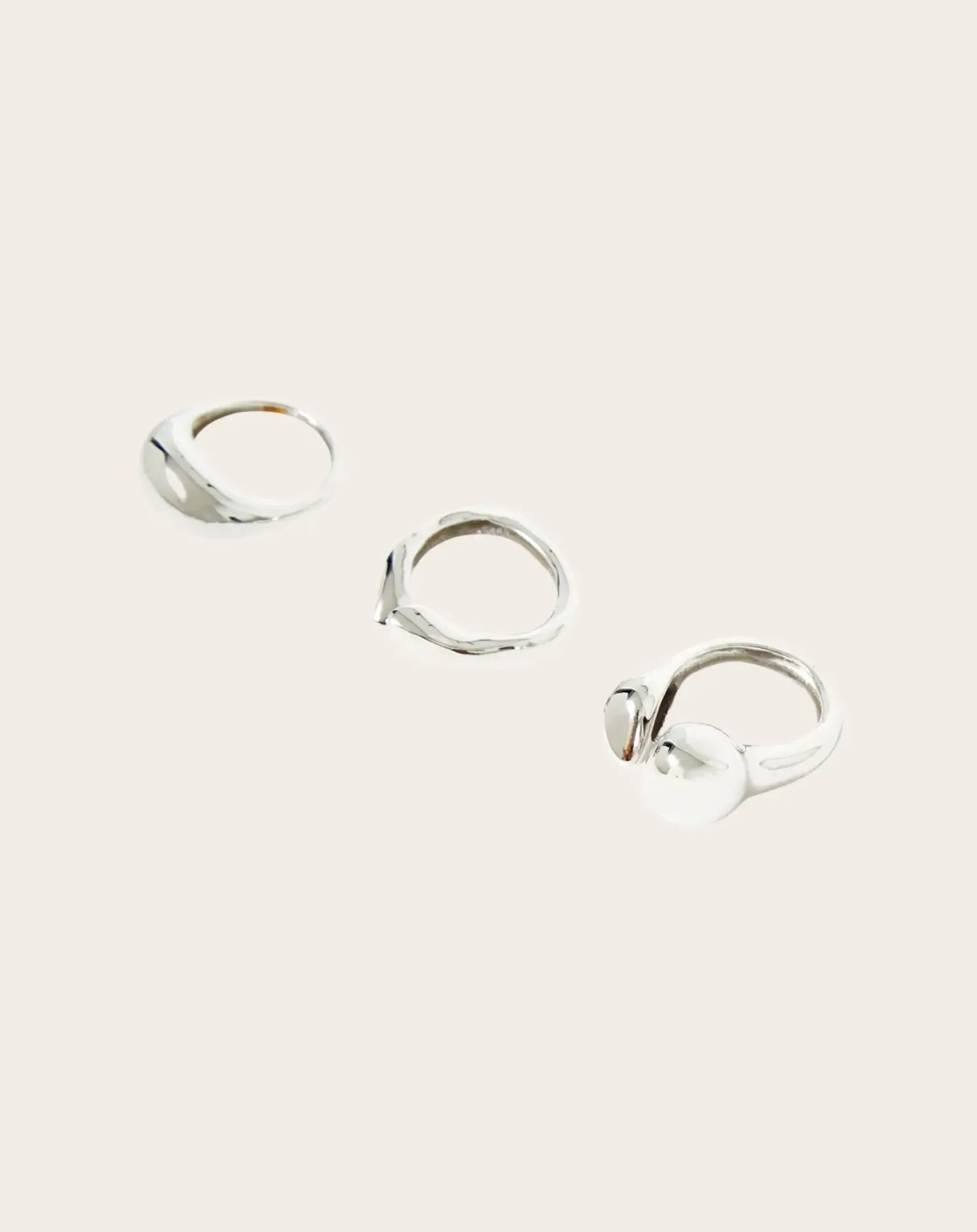 Misho Bagues-Pebble Layering Rings Argenté