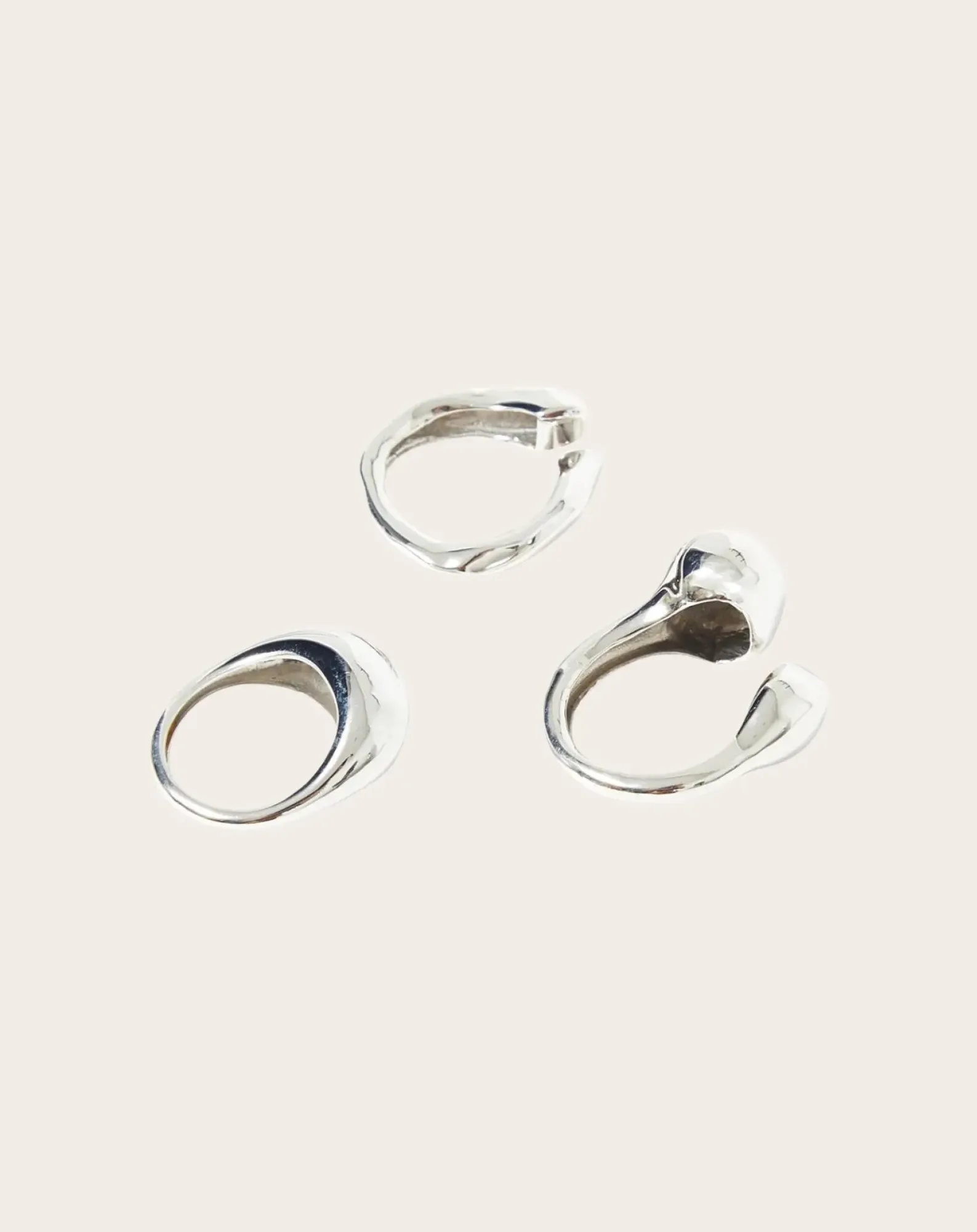 Misho Bagues-Pebble Layering Rings Argenté