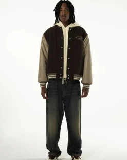 Goodies Sportive Vestes, Manteaux-Pegasus Praliné university jacket Marron