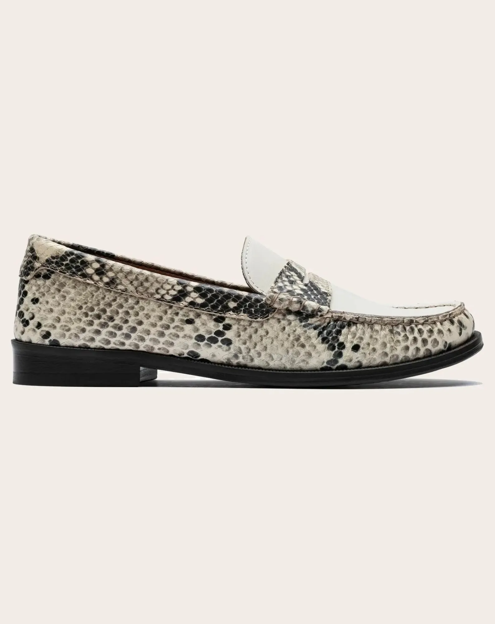 Lachoix Derbies, Mocassins-Penny Python Loafers Blanc cassé
