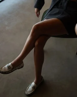 Lachoix Derbies, Mocassins-Penny Python Loafers Blanc cassé