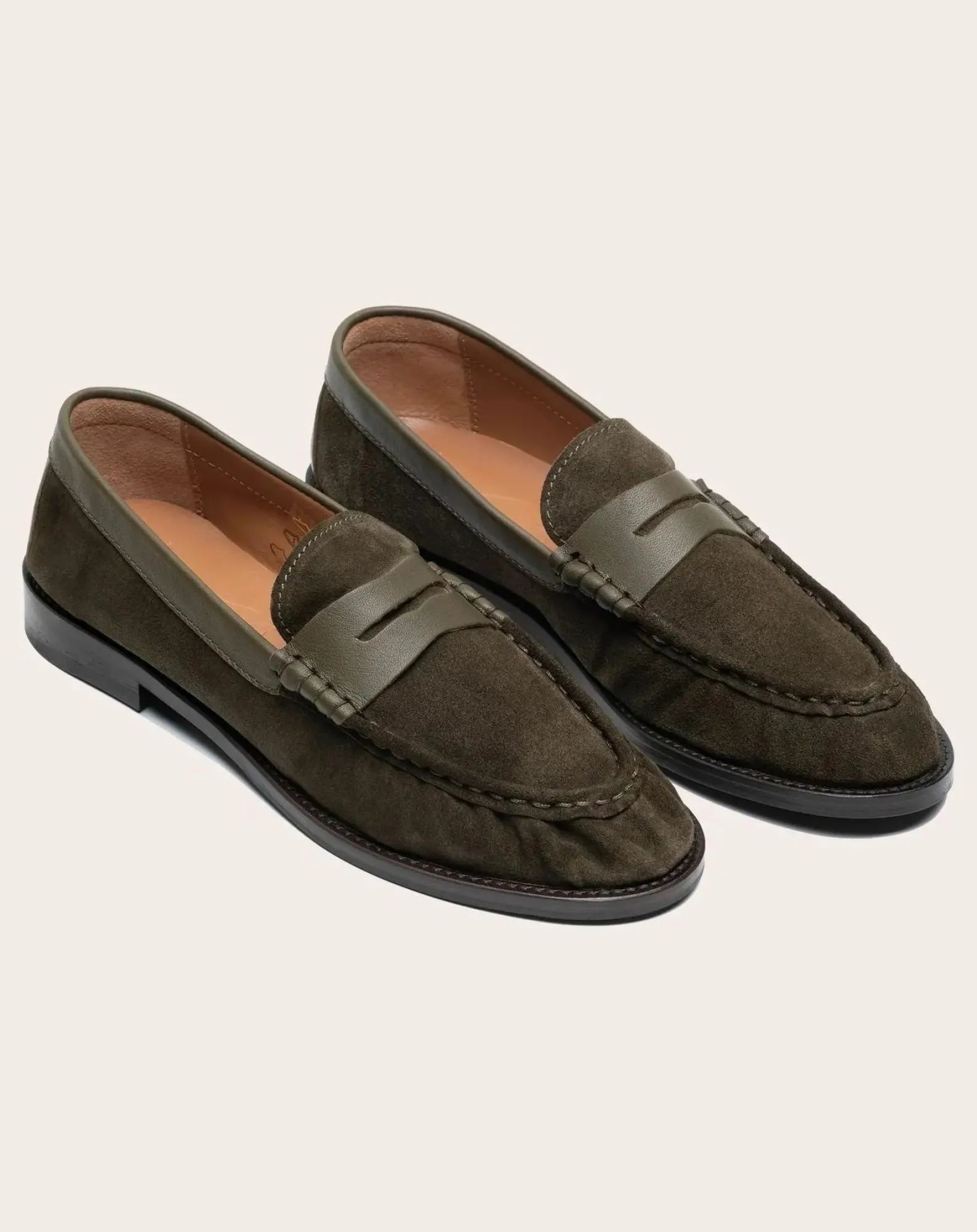 Lachoix Derbies, Mocassins-Penny Suede Loafers Vert kaki