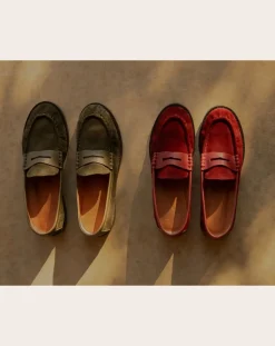 Lachoix Derbies, Mocassins-Penny Suede Loafers Vert kaki