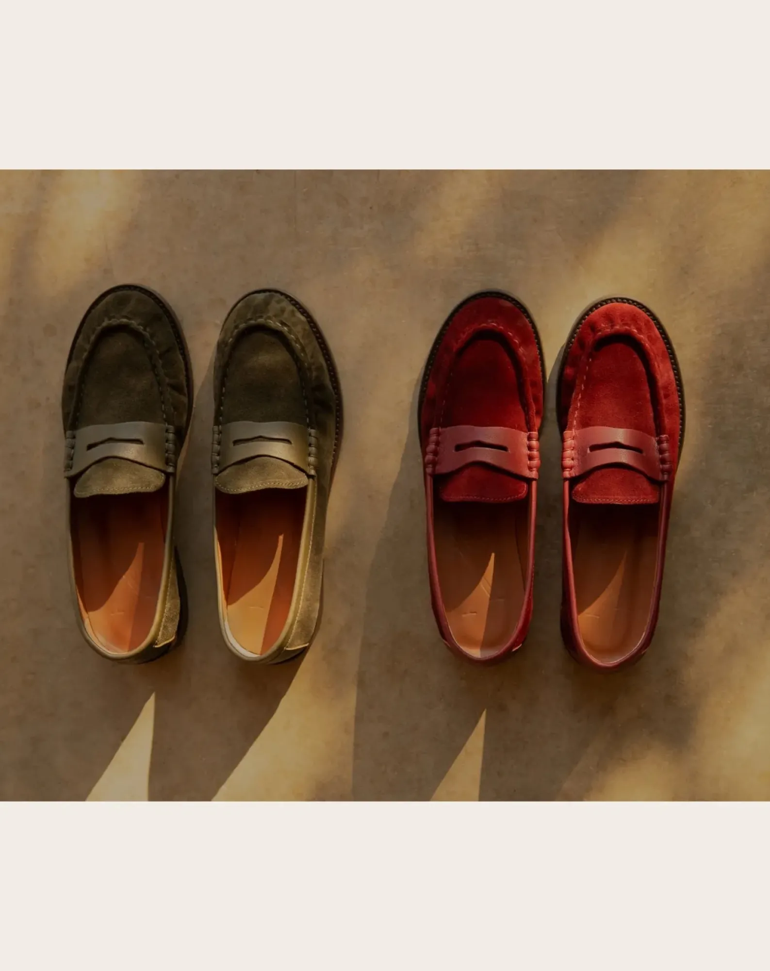Lachoix Derbies, Mocassins-Penny Suede Loafers Vert kaki