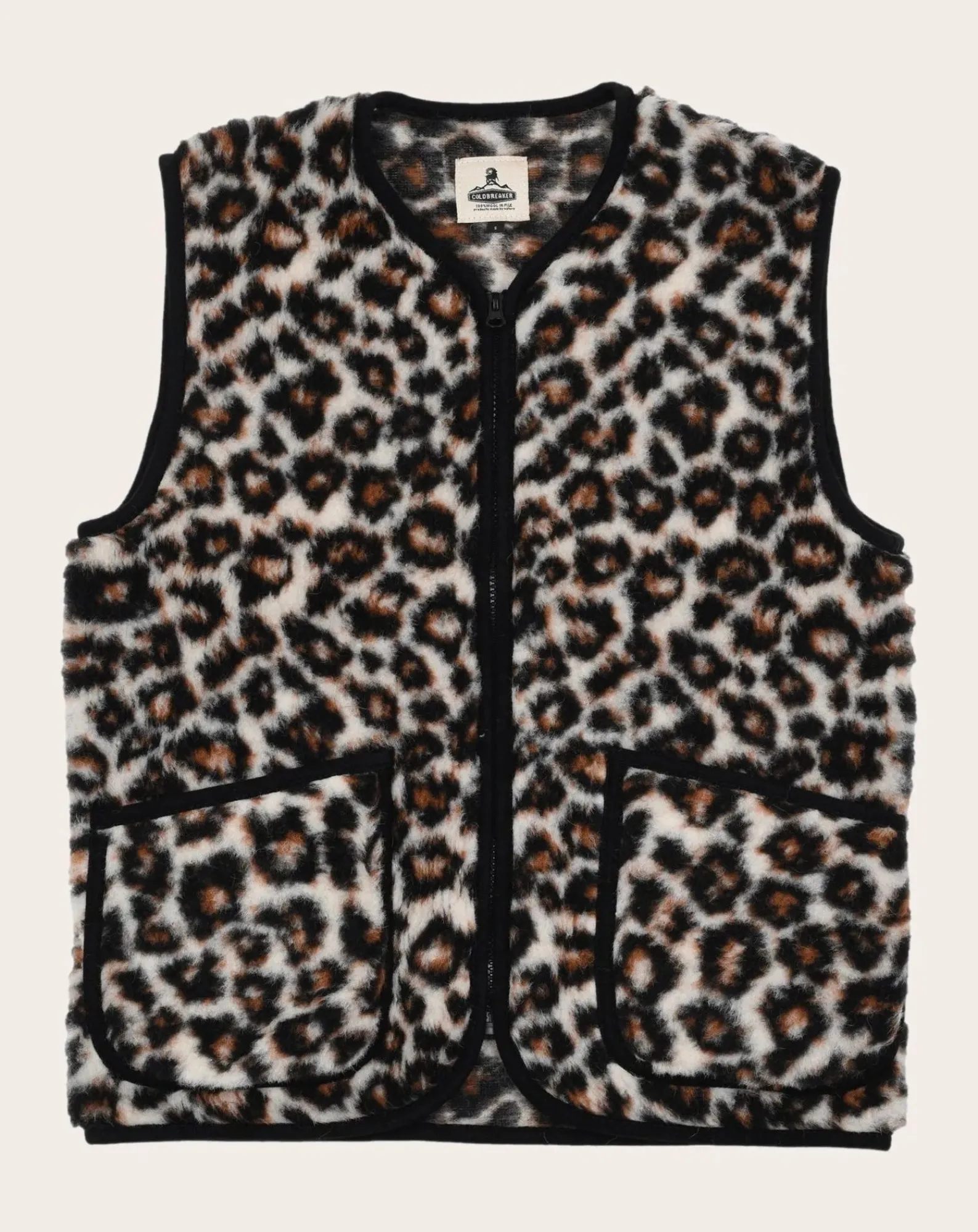 Coldbreaker Pulls, Gilets|Pulls, Gilets-Pepitko Vest Wool Leopard Sleeveless Vest Beige